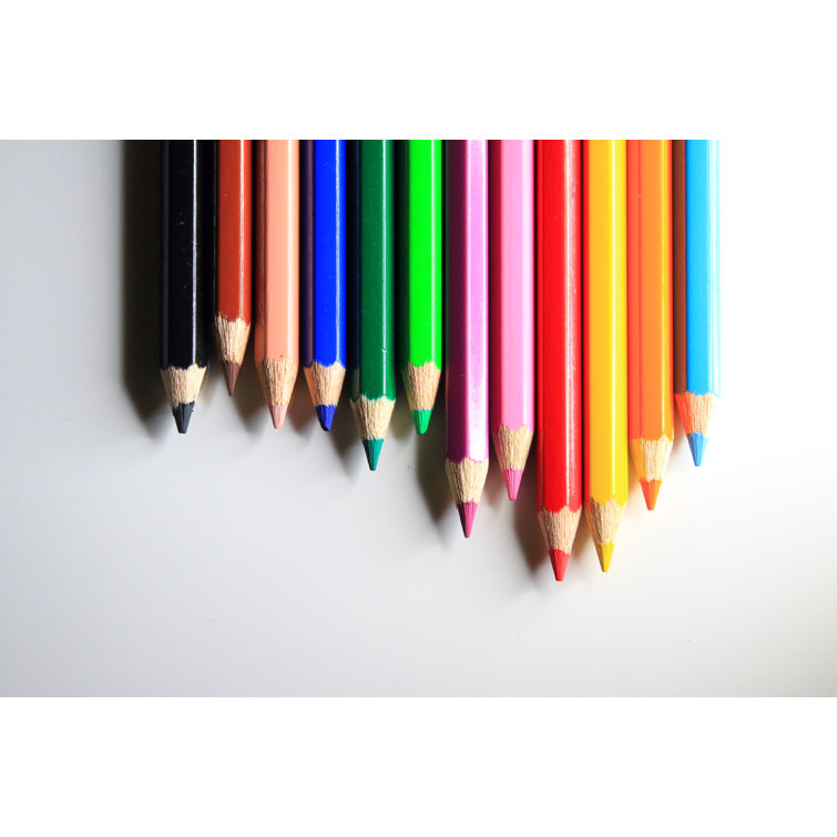 Ebern Designs Line Of Colored Pencils On Canvas by Taffpix Print Wayfair